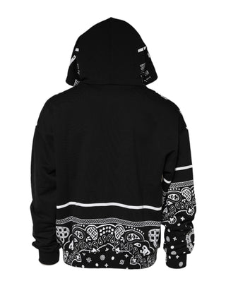 Dolce & Gabbana Black Bandana Hooded Men Sweatshirt Sweater
