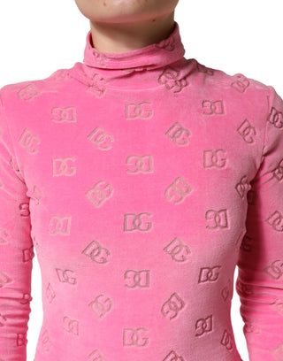 Dolce & Gabbana Pink Logo Monogram Long Sleeve Jumpsuit  Dress
