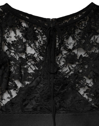 Dolce & Gabbana Black Lace Trim Cotton Sheath Midi Dress