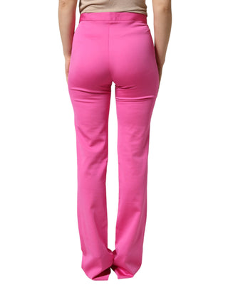 Versace Pink Viscose High Waist Straight Casual Trouser Pants