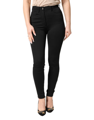 Dolce & Gabbana Black Nylon Stretch Skinny High Waist Pants