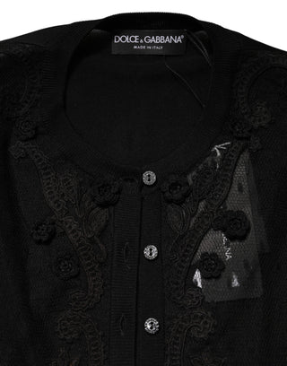 Dolce & Gabbana Black Sheer Button Down Cardigan Sweater