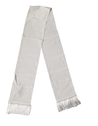 Dolce & Gabbana White Silk Fringes Neck Wrap Foulard Scarf