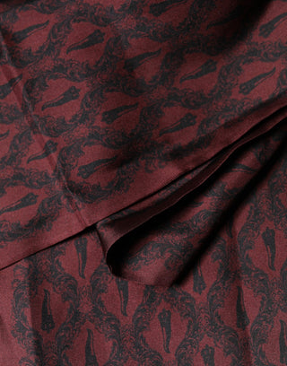Dolce & Gabbana Maroon Silk Fringes Neck Wrap Foulard Scarf