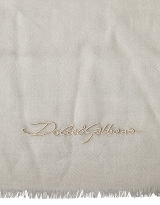 Dolce & Gabbana White Cashmere Knit Neck Wrap Shawl Scarf