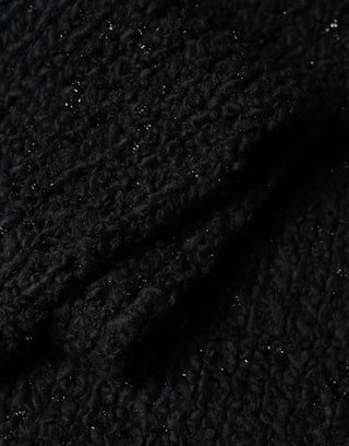 Dolce & Gabbana Black Wool Fringes Neck Wrap Foulard Scarf