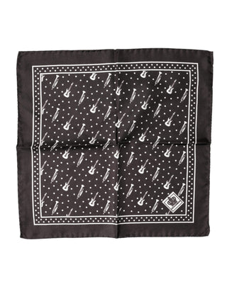 Dolce & Gabbana Black Guitar Trumpet Men Handkerchief Scarf