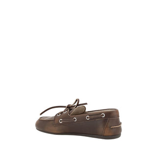Miu Miu Brown Calf Leather Bos Taurus Slip-On Loafers
