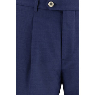 Brunello Cucinelli Blue Fleece Wool Two-Piece Suit