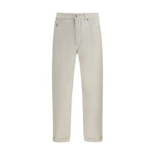 Brunello Cucinelli White Cotton Straight-Leg Jeans