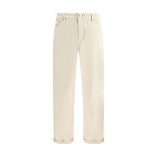 Brunello Cucinelli White Cotton High-Waisted Jean