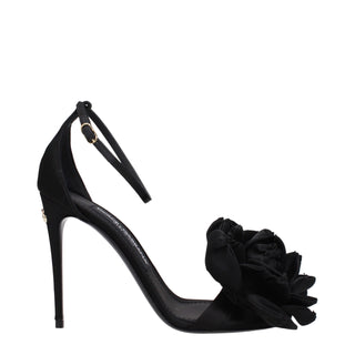 Dolce & Gabbana Black Satin Stiletto Heel Sandals