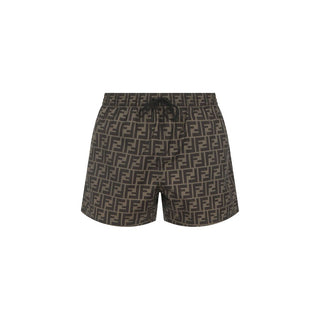 Fendi Brown Polyester Swim Shorts