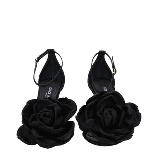 Dolce & Gabbana Black Satin Stiletto Heel Sandals