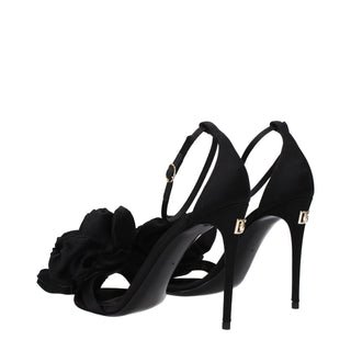 Dolce & Gabbana Black Satin Stiletto Heel Sandals
