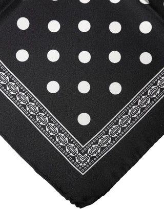 Dolce & Gabbana Black Polka Dot Square Handkerchief Scarf