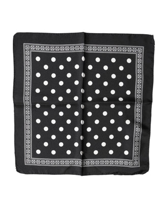Dolce & Gabbana Black Polka Dot Square Handkerchief Scarf