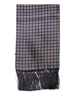 Dolce & Gabbana Black Patterned Fringes Neck Foulard Scarf