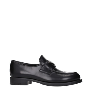 Prada Black Leather Slip-On Loafers