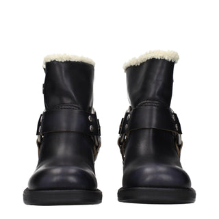 Miu Miu Black Leather Ankle Boots
