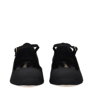 Miu Miu Black Fabric Mid Heel Pumps