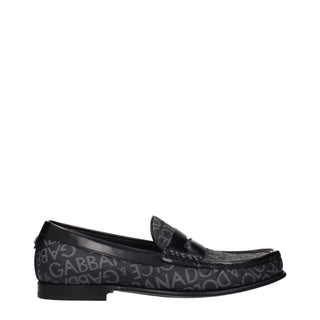 Dolce & Gabbana Black Fabric Slip-On Loafers