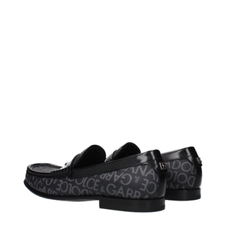 Dolce & Gabbana Black Fabric Slip-On Loafers