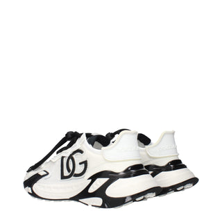 Dolce & Gabbana White Fabric Athletic Sneakers