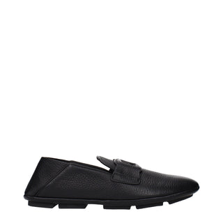 Dolce & Gabbana Black Leather Slip-On Loafers