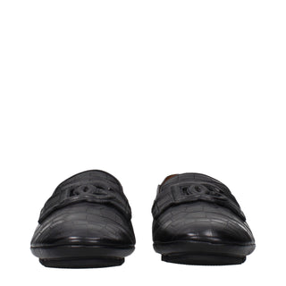 Dolce & Gabbana Black Leather Slip-On Loafers