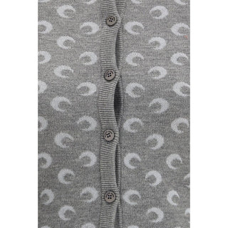 Marine Serre Gray Fleece Wool Cardigan