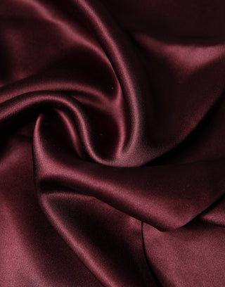 Dolce & Gabbana Maroon Silk Satin Fringes Neck Foulard Scarf