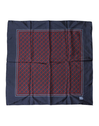 Dolce & Gabbana Blue Red Patterned Silk Square Foulard Scarf