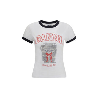 Ganni White Cotton T-Shirt