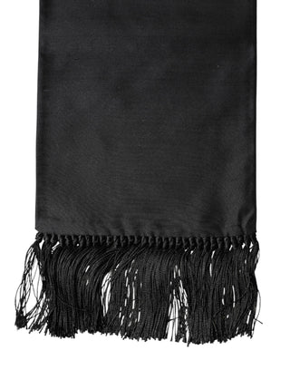Dolce & Gabbana Black Silk Fringes Neck Wrap Foulard Scarf