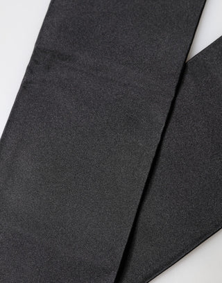 Dolce & Gabbana Black Silk Fringes Neck Wrap Foulard Scarf