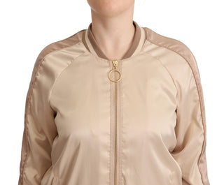 Twinset Bomber Full Zip Beige Long Sleeves Polyester Jacket