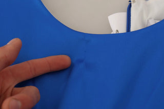 Parosh Acetate Royal Blue Roundneck Sleeveless Sheath Midi Dress