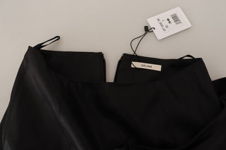 Celine Acetate Black High Waist Wrap Style Asymmetric Skirt