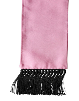 Dolce & Gabbana Pink Silk Fringes Neck Wrap Foulard Scarf
