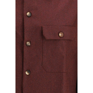 Brunello Cucinelli Bordeaux Fleece Wool Pattern Shirt