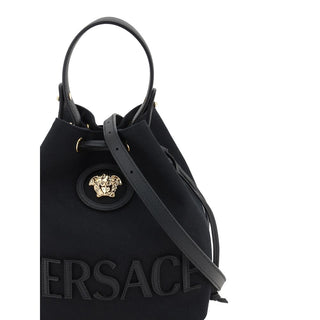 Versace Black Fabric Backet Bag