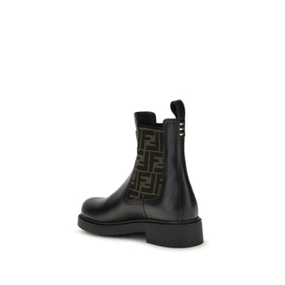 Fendi Black Calf Leather Bos Taurus Ankle Boots