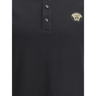 Versace Black Cotton Polo Shirt