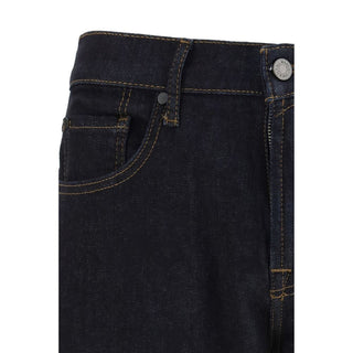 7FOR Blue Cotton Straight-Leg Jeans