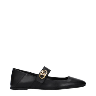 Valentino Garavani Black Leather Ballet Flats