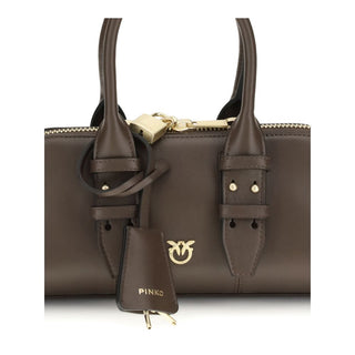 PINKO Brown Calf Leather Bos Taurus Handbag