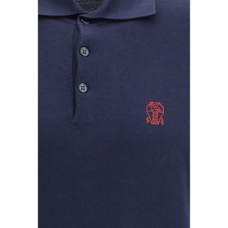 Brunello Cucinelli Blue Cotton Polo Shirt