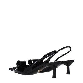 Prada Black Leather Stiletto Heel Sandals