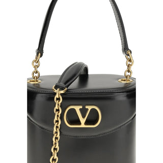 Valentino Garavani Black Calf Leather Bos Taurus Shoulder Bag